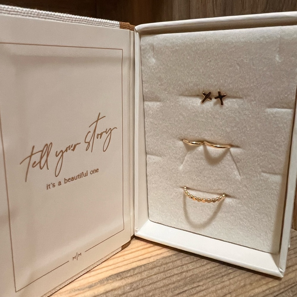 Made By Mary Trio Stud Earrings, Mini Hoops, Ring